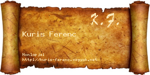 Kuris Ferenc névjegykártya